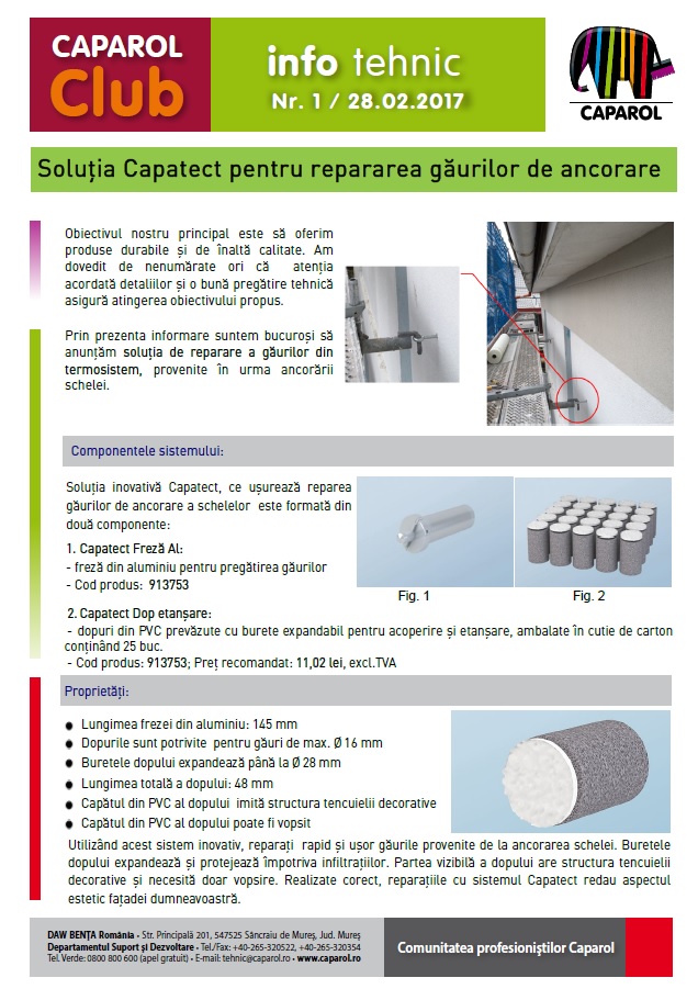 Soluția Capatect pentru repararea găurilor de ancorare