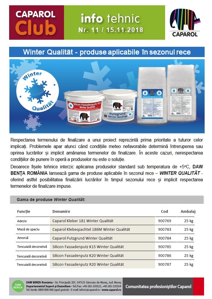 Winter Qualität - produse aplicabile în sezonul rece