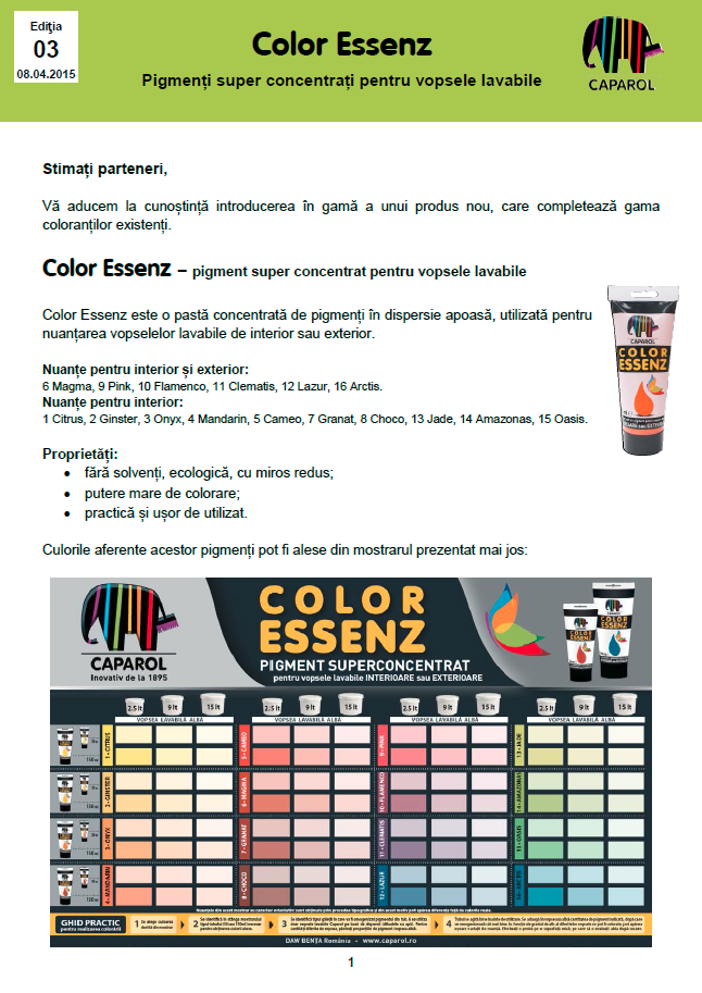 Color Essenz - Pigmenți super concentrați pentru vopsele lavabile
