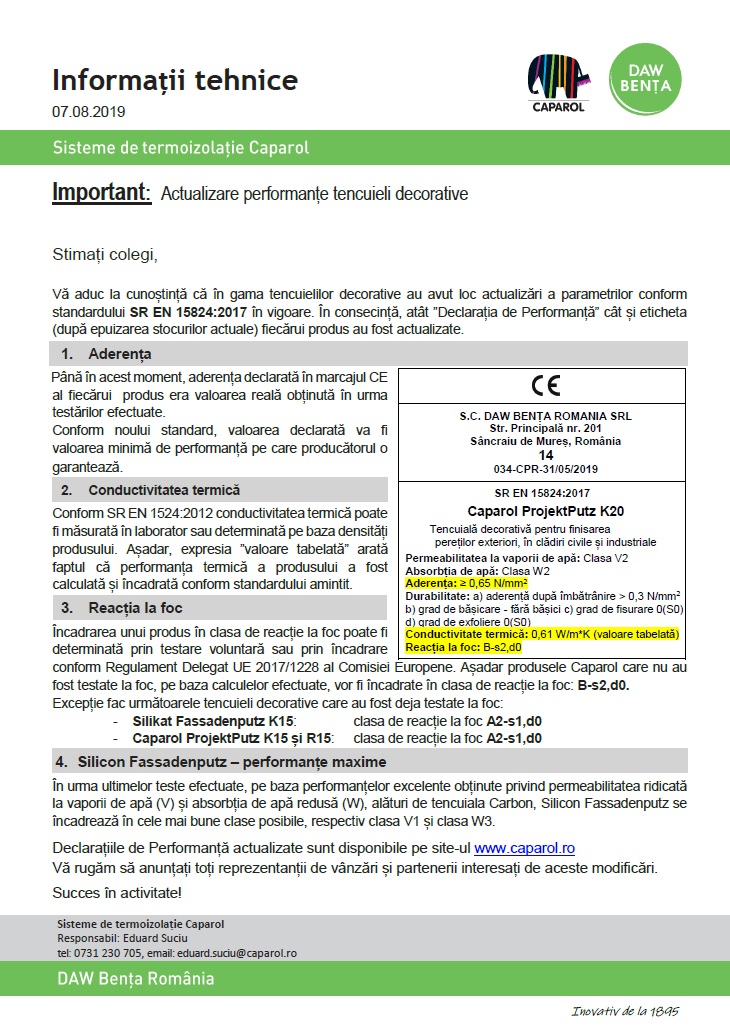 Actualizare performanțe tencuieli decorative