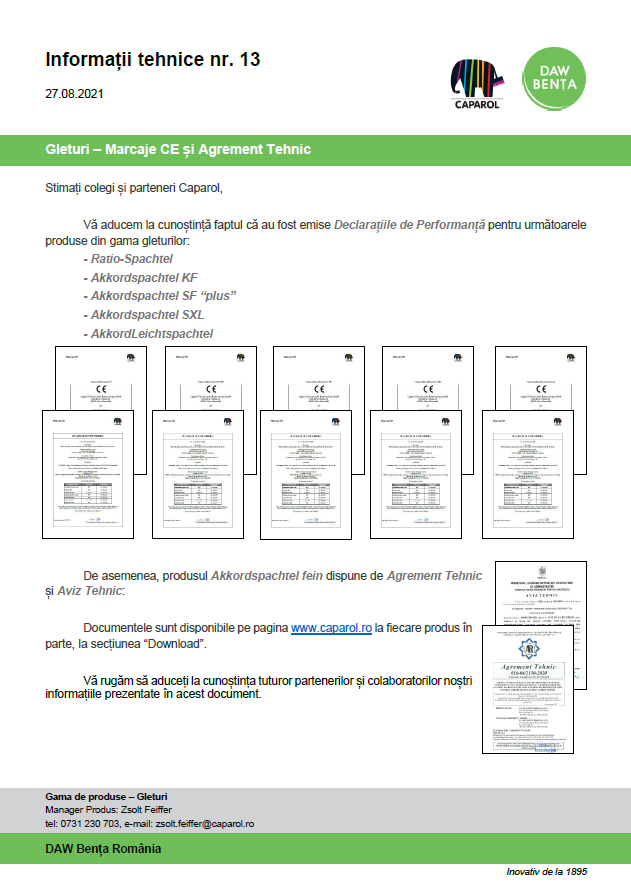 Info Marcaje CE si agrement - Gleturi