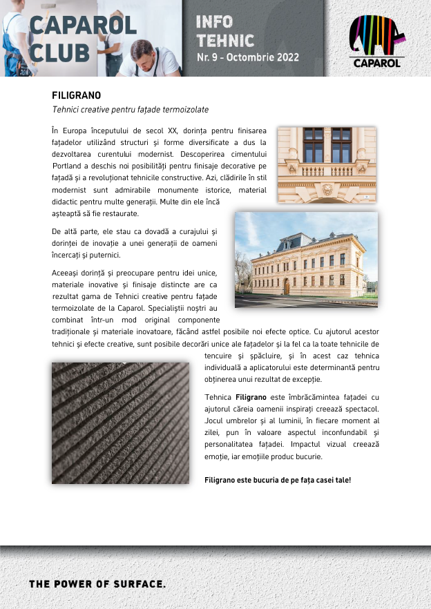 Filigrano - Tehnici creative pentru fațade